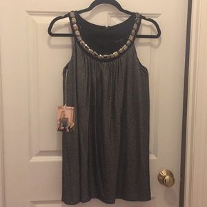 Betsey Johnson black and silver lined top
